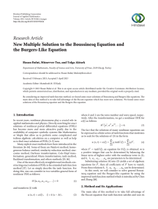 Research Article New Multiple Solution to the Boussinesq Equation and