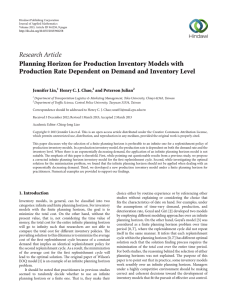Research Article Planning Horizon for Production Inventory Models with