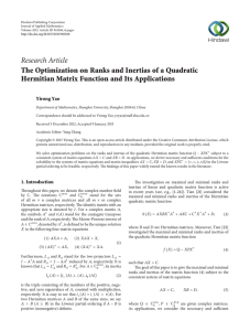 Research Article The Optimization on Ranks and Inertias of a Quadratic