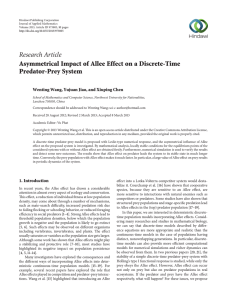 Research Article Asymmetrical Impact of Allee Effect on a Discrete-Time Predator-Prey System