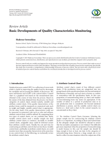 Review Article Basic Developments of Quality Characteristics Monitoring Shahryar Sorooshian