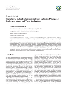 Research Article The Interval-Valued Intuitionistic Fuzzy Optimized Weighted