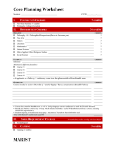 Core Planning Worksheet  I. F C