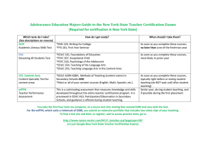 Adolescence Education Majors Guide to the New York State Teacher... (Required for certification in New York State)