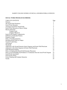 MARIST COLLEGE SCHOOL OF SOCIAL AND BEHAVIORAL SCIENCES  TABLE OF CONTENTS Page