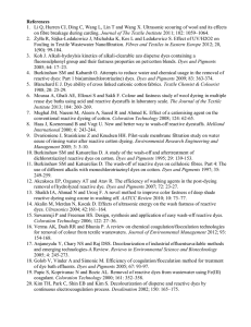 References 1.  Li Q, Hurren CJ, Ding C, Wang L,... Journal of The Textile Institute