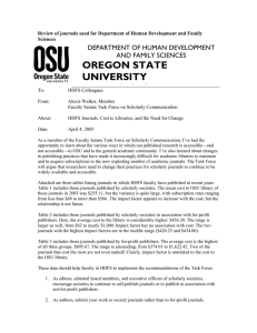 OREGON STATE UNIVERSITY DEPARTMENT OF HUMAN DEVELOPMENT AND FAMILY SCIENCES