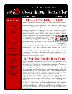 Greek Alumni Newsletter Ball State Greeks Celebrate 90 Years  B