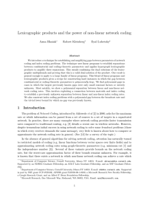 Lexicographic products and the power of non-linear network coding Anna Blasiak