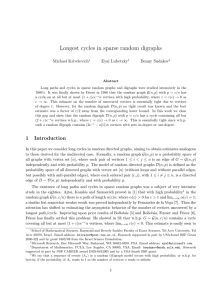 Longest cycles in sparse random digraphs Michael Krivelevich Eyal Lubetzky Benny Sudakov