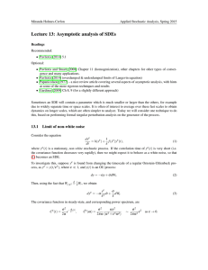 Lecture 13: Asymptotic analysis of SDEs