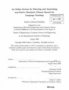 An  Online  System  for  Entering ... non-Native  Mandarin Chinese  Speech  for Language  Teaching =