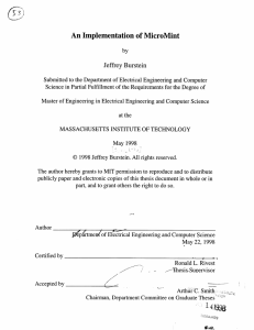 An  Implementation of MicroMint Jeffrey  Burstein