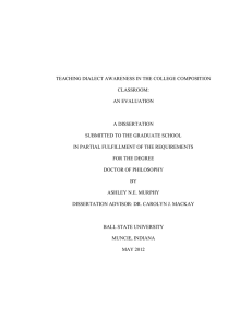 TEACHING DIALECT AWARENESS IN THE COLLEGE COMPOSITION CLASSROOM: AN EVALUATION