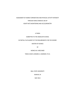 ASSESSMENT OF ENERGY EXPENDITURE AND PHYSICAL ACTIVITY INTENSITY
