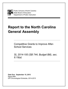 Report to the North Carolina General Assembly  Competitive Grants to Improve After-