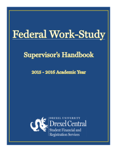 Federal Work-Study Supervisor’s Handbook 2015 - 2016 Academic Year