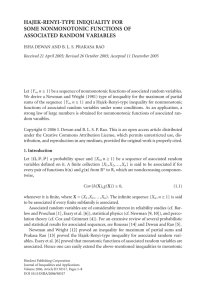 HAJEK-RENYI-TYPE INEQUALITY FOR SOME NONMONOTONIC FUNCTIONS OF ASSOCIATED RANDOM VARIABLES