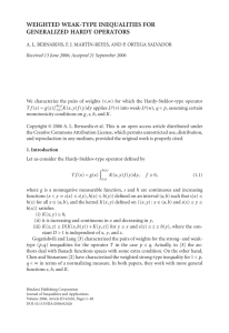 WEIGHTED WEAK-TYPE INEQUALITIES FOR GENERALIZED HARDY OPERATORS