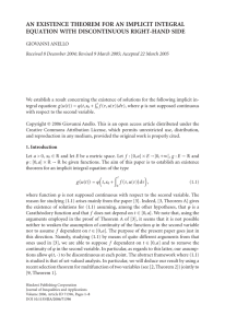 AN EXISTENCE THEOREM FOR AN IMPLICIT INTEGRAL