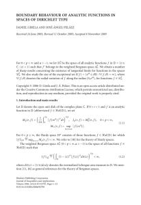 BOUNDARY BEHAVIOUR OF ANALYTIC FUNCTIONS IN SPACES OF DIRICHLET TYPE