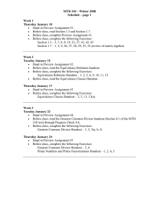 MTH 310 – Winter 2008 Schedule – page 1 Week 1