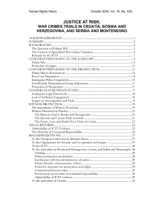 JUSTICE AT RISK: WAR CRIMES TRIALS IN CROATIA, BOSNIA AND