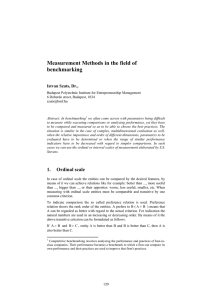 Measurement Methods in the field of benchmarking Istvan Szuts, Dr.,