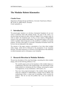 The Modular Robots Kinematics Claudiu Pozna