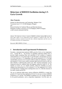 Behaviour of RHEED Oscillation during LT- GaAs Growth Ákos Nemcsics