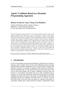 Agents’ Coalitions Based on a Dynamic Programming Approach