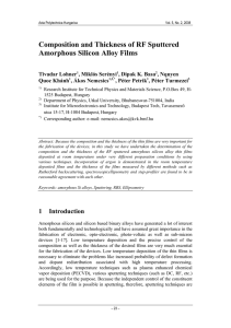 Composition and Thickness of RF Sputtered Amorphous Silicon Alloy Films