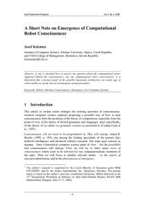 A Short Note on Emergence of Computational Robot Consciousness  Jozef Kelemen
