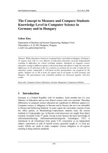 The Concept to Measure and Compare Students Germany and in Hungary