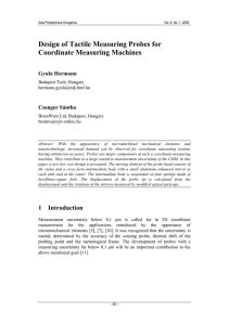 Design of Tactile Measuring Probes for Coordinate Measuring Machines Gyula Hermann Csongor Sántha