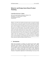 Behavior and Design Intent Based Product Modeling László Horváth, Imre J. Rudas