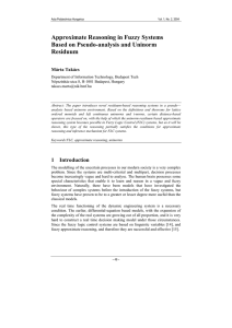 Approximate Reasoning in Fuzzy Systems Based on Pseudo-analysis and Uninorm Residuum Márta Takács