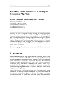 Robustness versus Performance in Sorting and Tournament Algorithms
