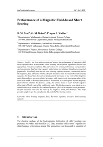 Performance of a Magnetic Fluid-based Short Bearing R. M. Patel