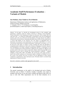 Academic Staff Performance Evaluation – Variants of Models