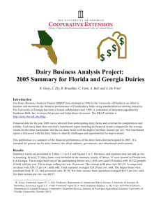 Dairy Business Analysis Project: 2005 Summary for Florida and Georgia Dairies Introduction