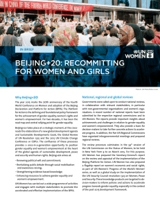 BEIJING+20: RECOMMITTING FOR WOMEN AND GIRLS 20 National, regional and global reviews