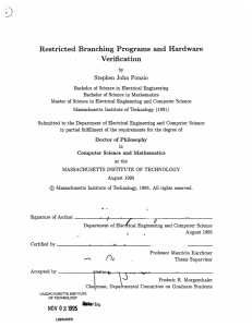 Restricted  Branching Programs and Hardware Verification