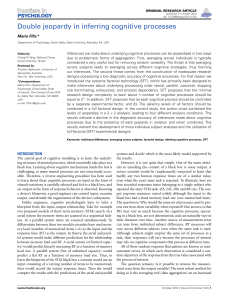 Double jeopardy in inferring cognitive processes Mario Fific * ORIGINAL RESEARCH ARTICLE