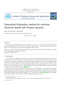 Generalized Kudryashov method for nonlinear fractional double sinh–Poisson equation Seyma Tuluce Demiray
