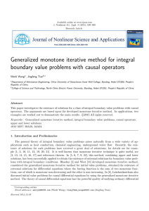 Generalized monotone iterative method for integral Wenli Wang , Jingfeng Tian