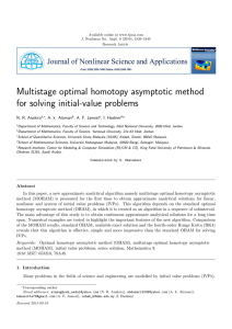 Multistage optimal homotopy asymptotic method for solving initial-value problems N. R. Anakira