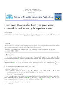 Fixed point theorems for ´ Ciri´c type generalized Adrian Magda¸s