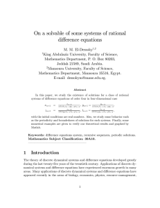 On a solvable of some systems of rational di¤erence equations