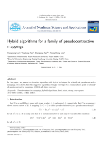 Hybrid algorithms for a family of pseudocontractive mappings Chongyang Luo , Yonghong Yao